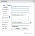 Add Employee dialog window